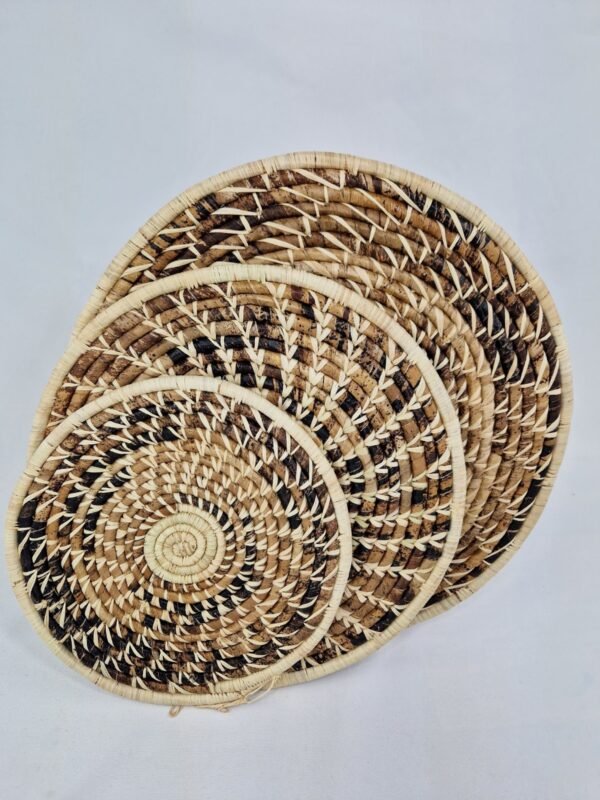 White, Brown and Black Mixed Spiral Wall Basket - Image 2