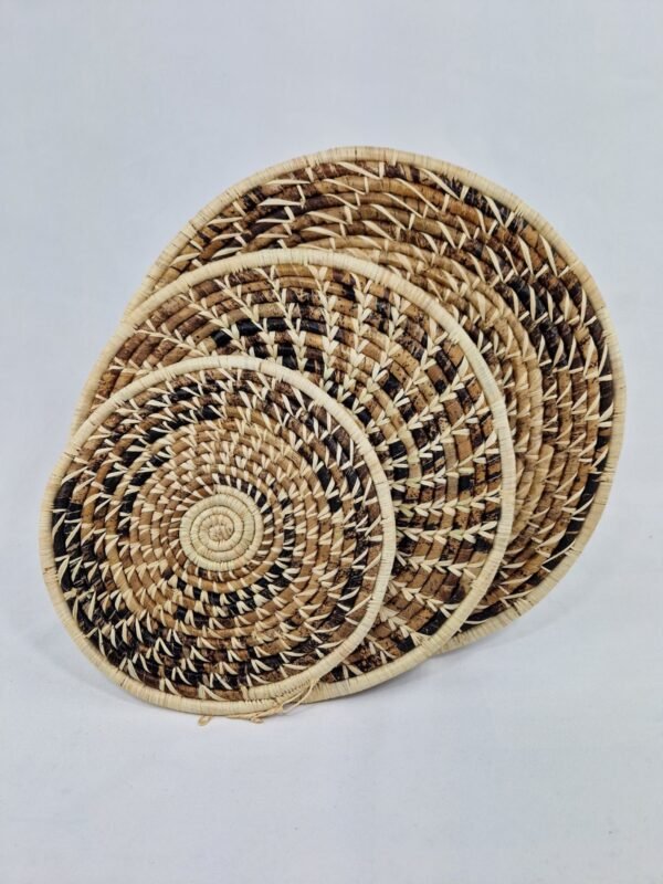 White, Brown and Black Mixed Spiral Wall Basket - Image 3