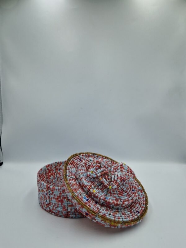 Pink, White and Brown Mixed Storage Basket - Image 2