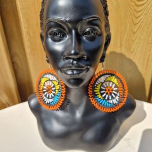 African Circular Beaded Earrings