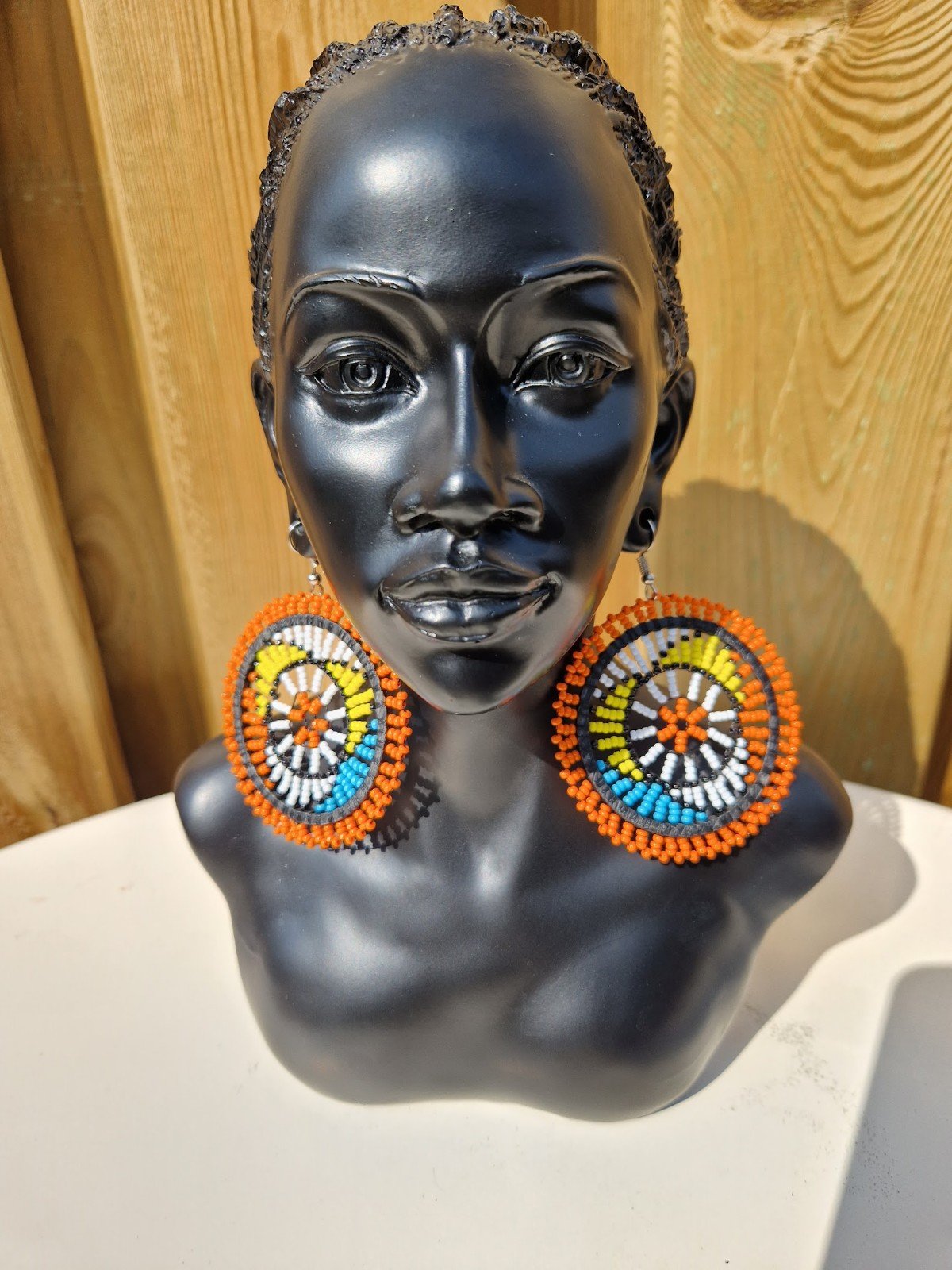 African Circular Beaded Earrings