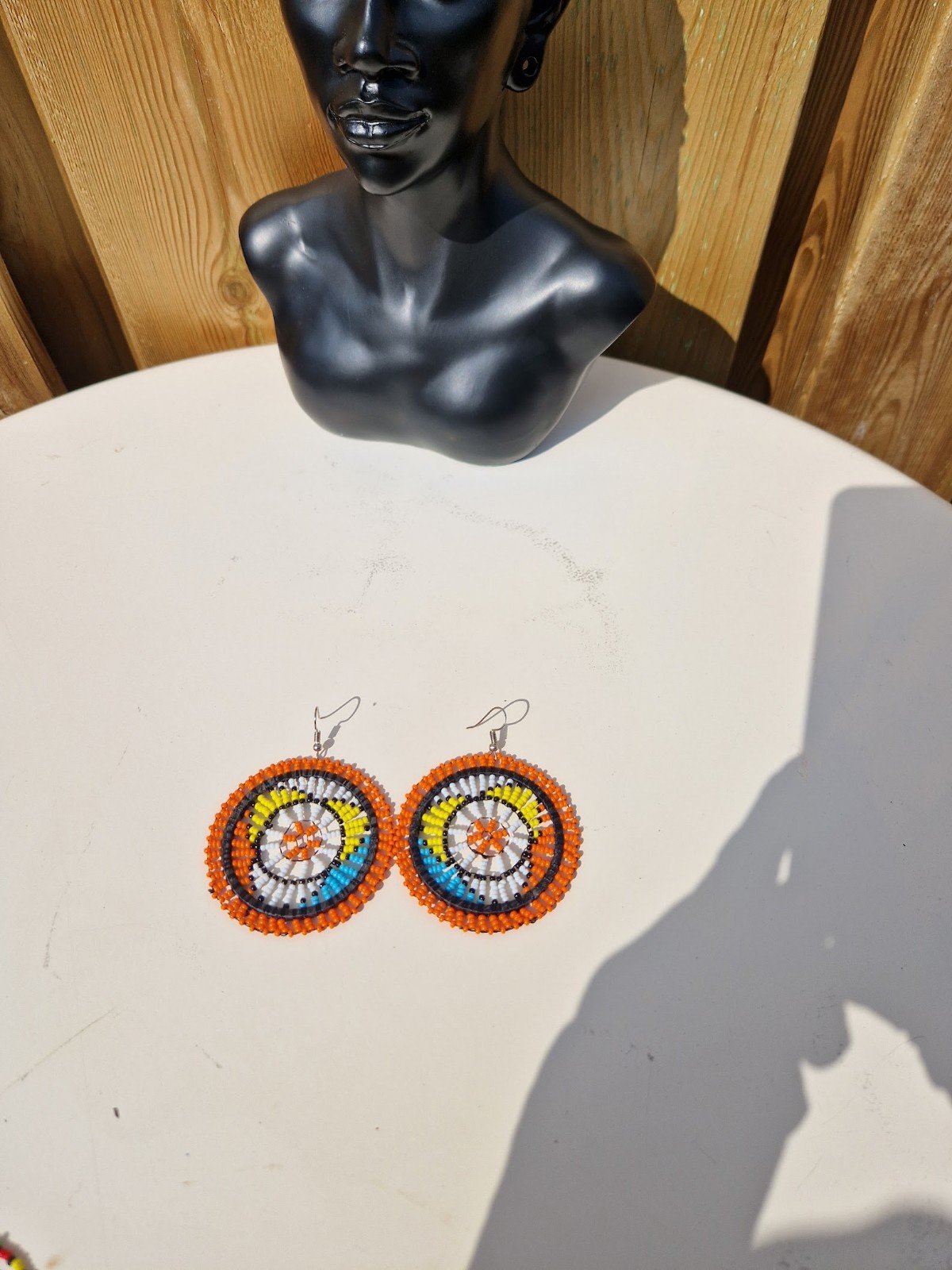 African Circular Beaded Earrings - Image 3