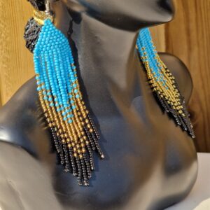 African Zulu Beaded Earrings light Blue