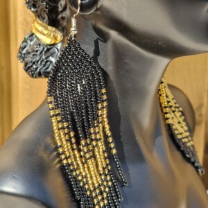 African Zulu Beaded Earrings Coffee Brown and Black