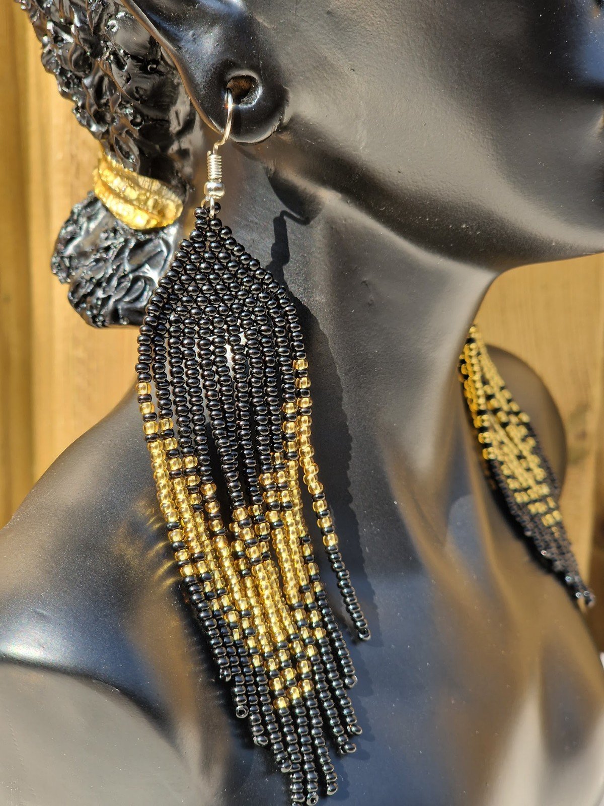 African Zulu Beaded Earrings Coffee Brown and Black