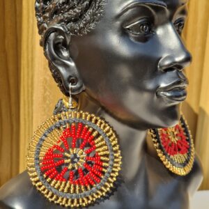 African Beaded Earrings  Red