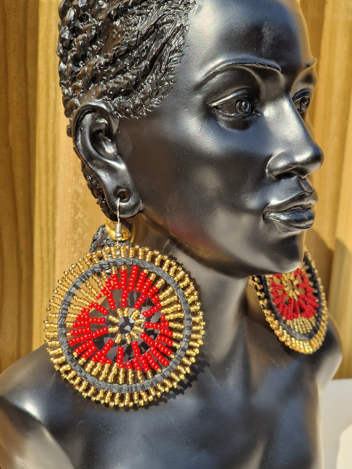 African Beaded Earrings Red