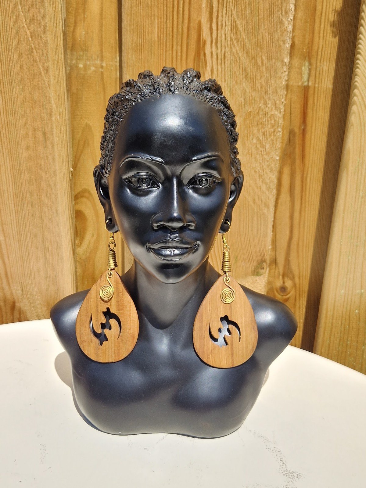 Wooden Handmade African Earrings - Image 2