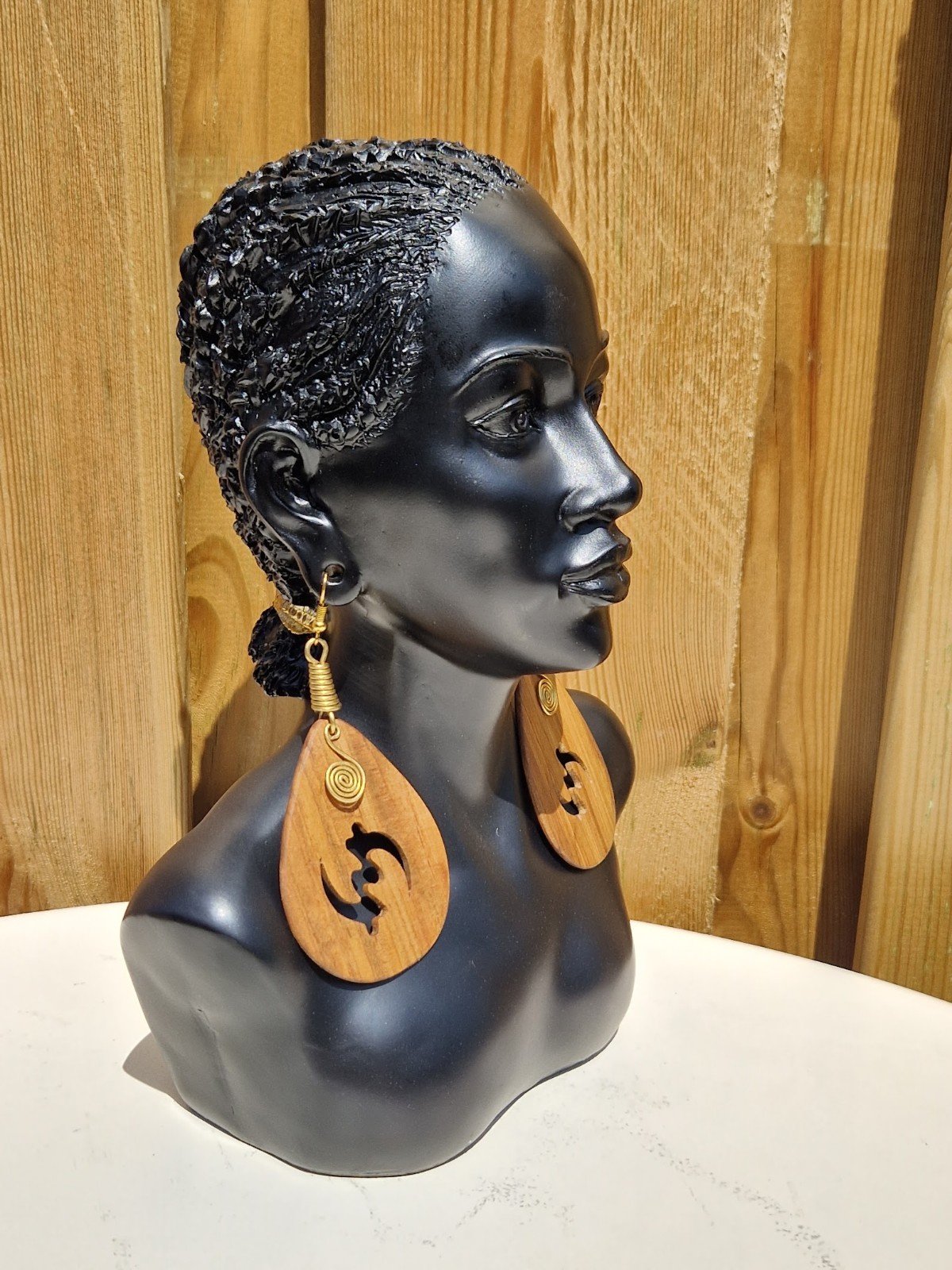 Wooden Handmade African Earrings - Image 3