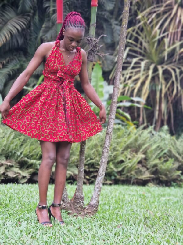 Red Ankara Party Dress - Image 6