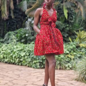 Red Ankara Party Dress