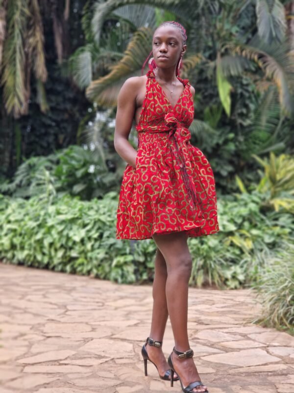 Red Ankara Party Dress