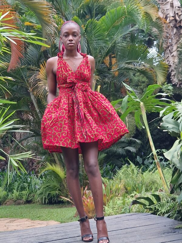 Red Ankara Party Dress - Image 5