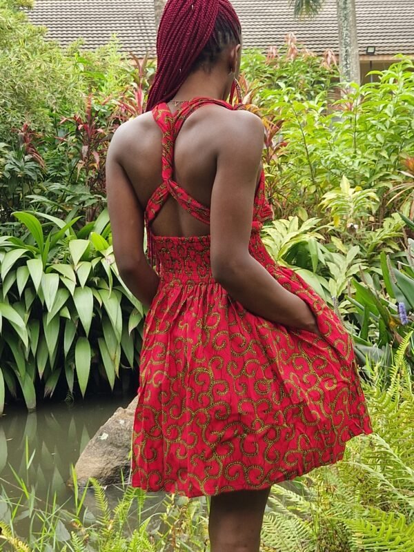 Red Ankara Party Dress - Image 3