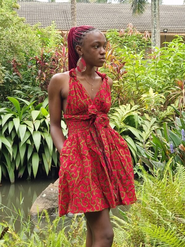 Red Ankara Party Dress - Image 2