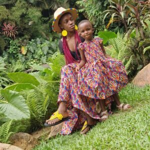Pink and Maroon Family Kitenge Dresses