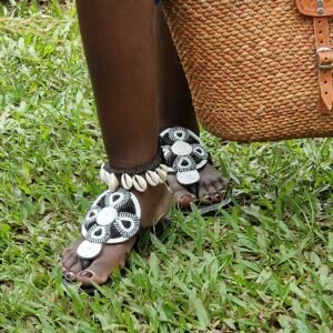 Black and White Masai Sandals
