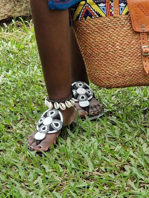 Black and White Masai Sandals
