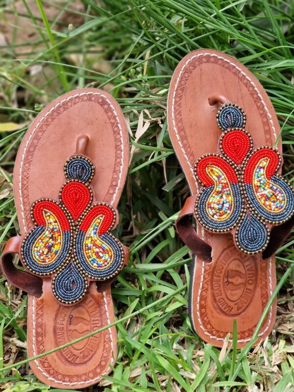 Brown and Red Masai Sandals - Image 2