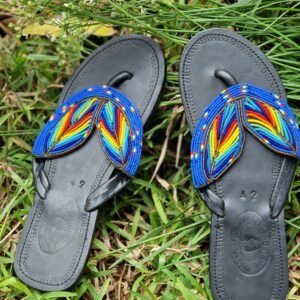 Black and Blue Masai Sandals
