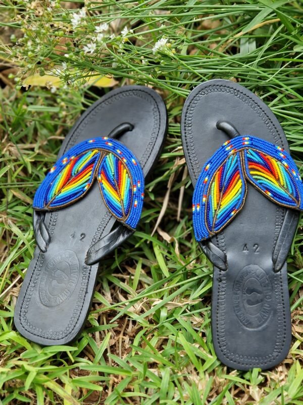 Black and Blue Masai Sandals