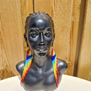 African Beaded Earrings Rainbow Colored