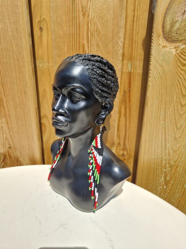 African Beaded Earrings Black, White and Green