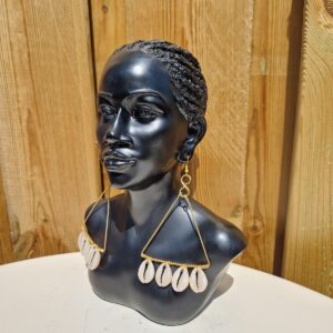 African Cowrie on Metal Earrings