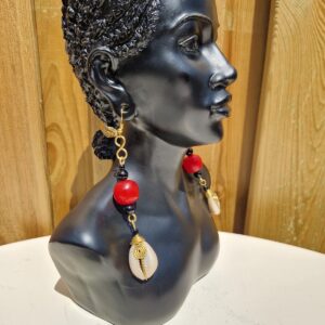 African Cowrie and Beads Earrings