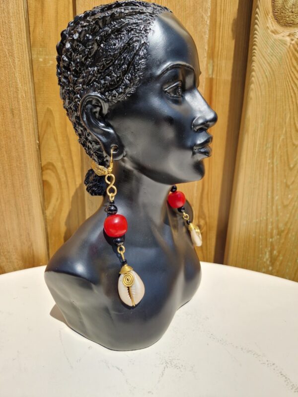 African Cowrie and Beads Earrings