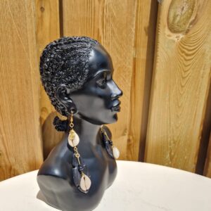 African Cowrie Shell and Enamel Earrings