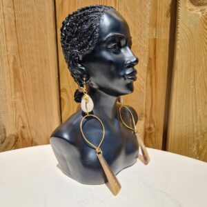 African Cowrie Shell and Enamel Earrings