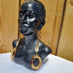 African Cowrie Shell and Circular Enamel Earrings