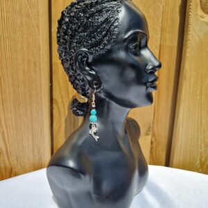African Beaded and Metal Fish Earrings