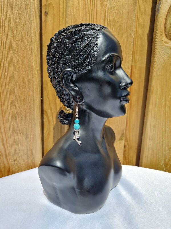 African Beaded and Metal Fish Earrings