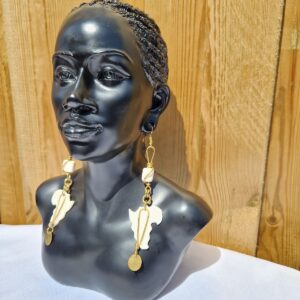 African-Shaped White Enamel Earrings