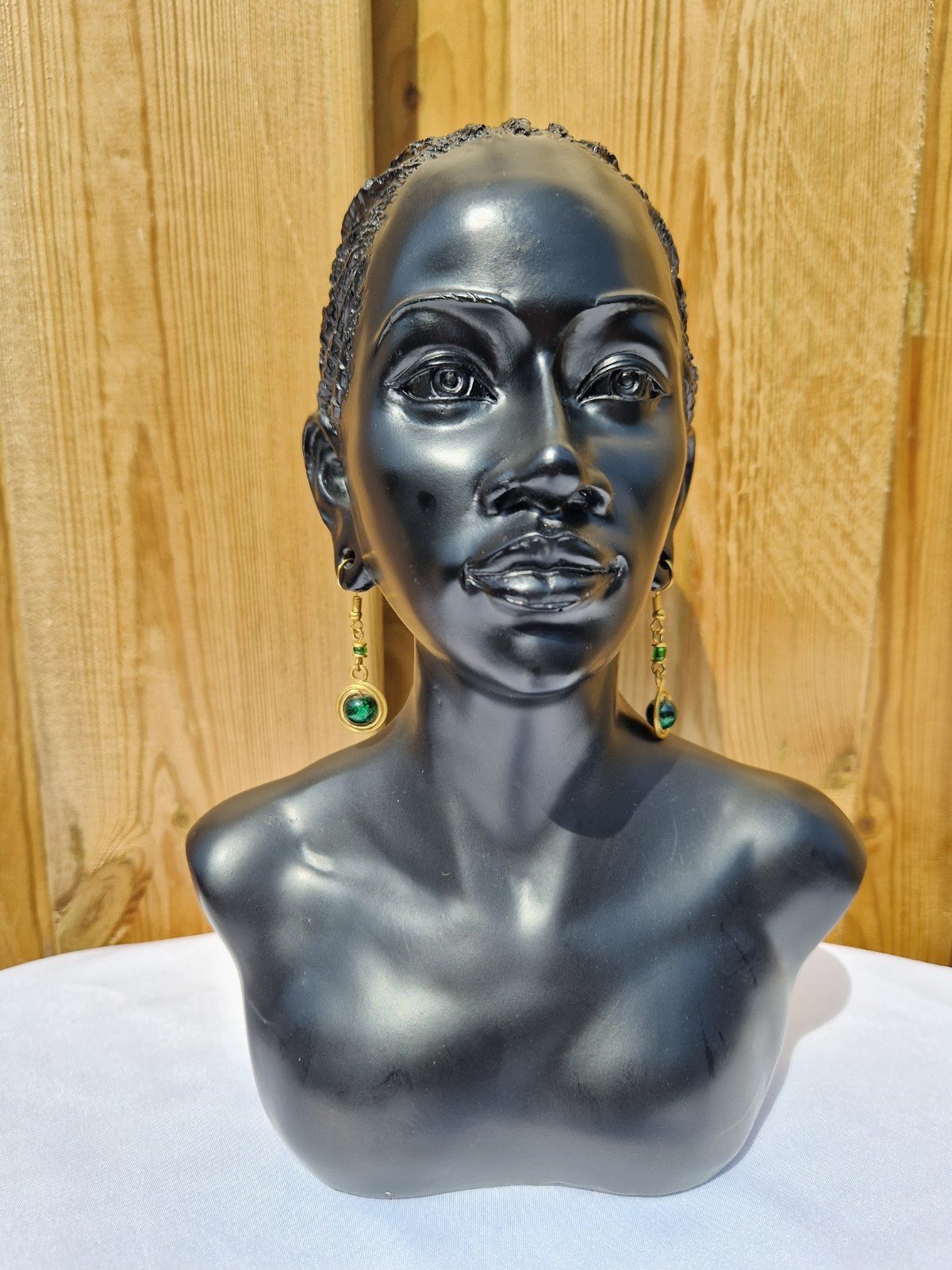 African Green Bead Earrings - Image 2