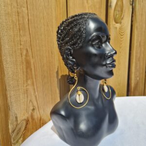 African Cowrie Shell on Metallic Hook Earrings