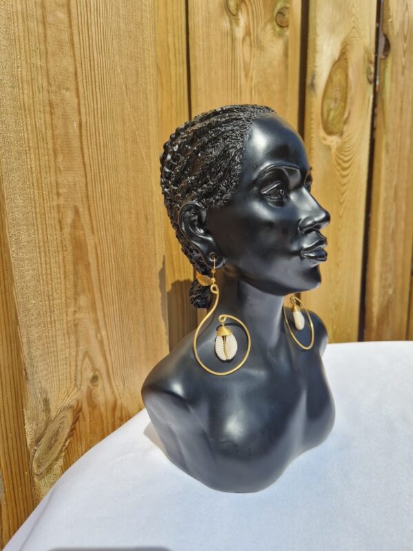 African Cowrie Shell on Metallic Hook Earrings