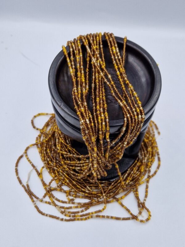 African waist Bead/Non-Fading/Non stretching /coffee brown and gold color
