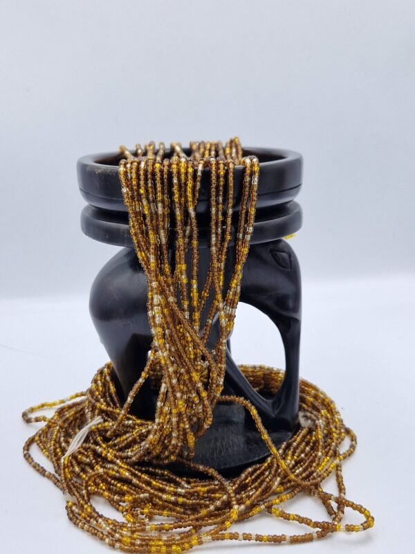 African waist Bead/Non-Fading/Non stretching /coffee brown and gold color - Image 2