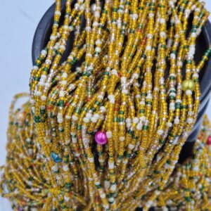 African waist Bead/Non-Fading/Non stretching /gold, white  and black color